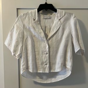 Faithfull the Brand White Linen Collared Top